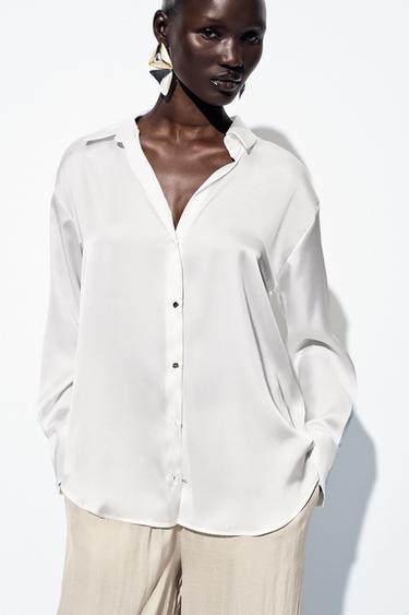 BASIC SATIN SHIRT - White by Zara