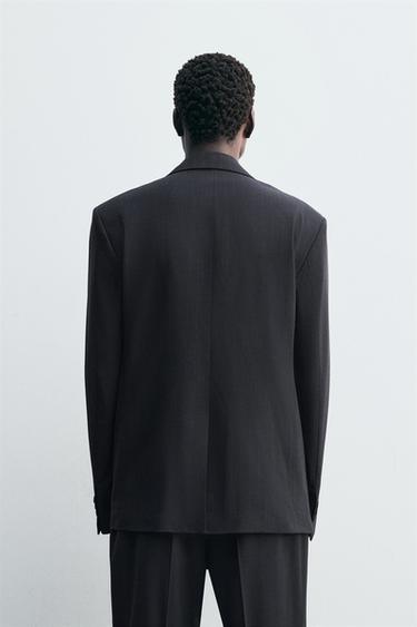 DOUBLE-BREASTED PINSTRIPE SUIT BLAZER - Dark navy by Zara - Image 2