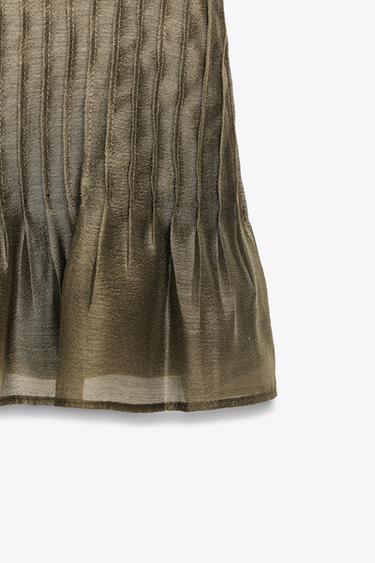 BLOUSE EN MAILLE MIXTE TAILLE PLISSÉE - Kaki foncé de Zara - Image 6