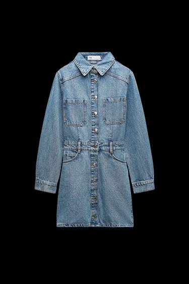 Zara Z1975 DENIM MINI DRESS - Mid-blue - Image 0