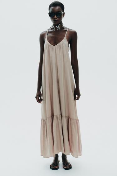 FLOWING MIDI DRESS - Stone by Zara