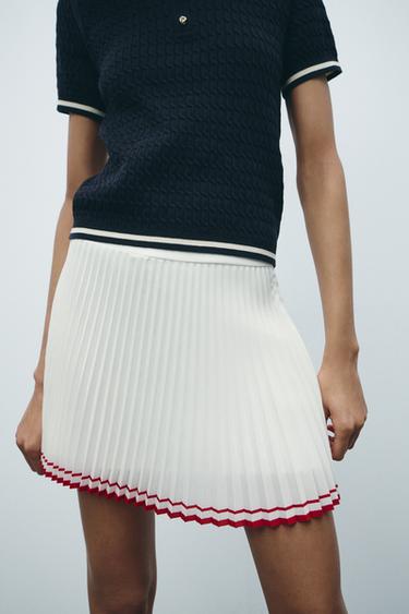MINI JUPE PLISSÉE - Blanc cassé de Zara