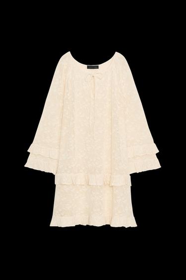 KLEID AUS POINTELLE-STRICK MIT VOLANTS - Cremefarben von Zara - Bild 0