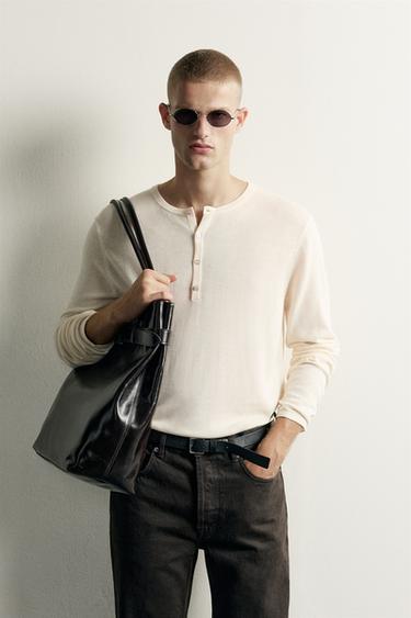 KNIT HENLEY T-SHIRT - Ecru by Zara