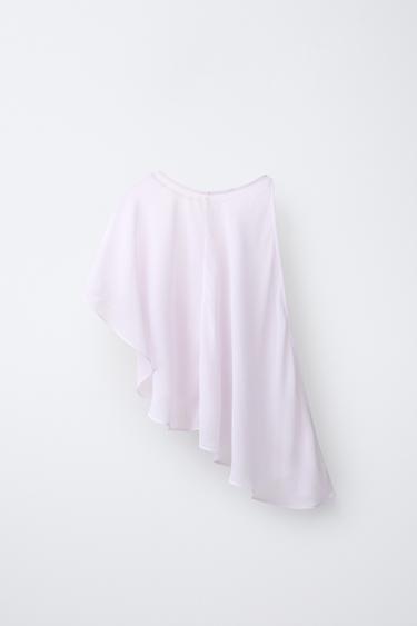 ASYMMETRIC CHIFFON CAPE - Light pink by Zara - Image 1