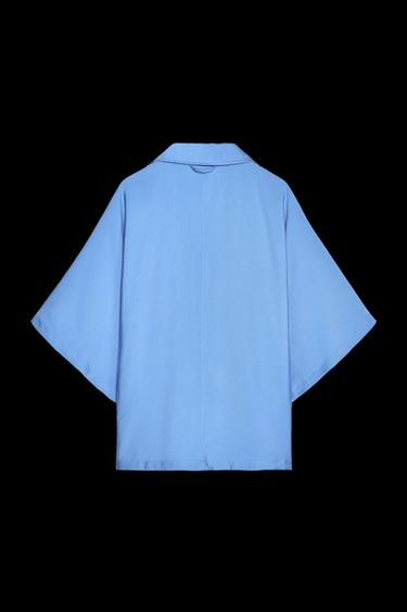 FLIESSENDES OVERSIZE-HEMD - Blau von Zara
