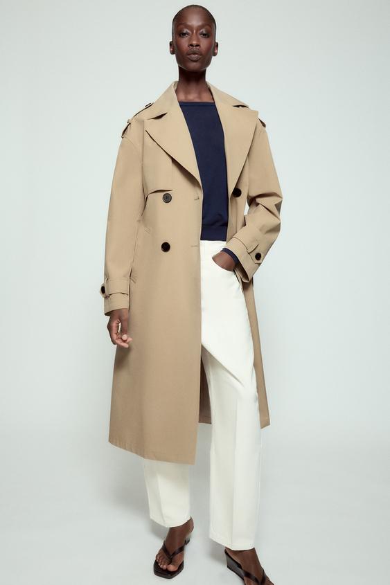 TRENCH LARGO CINTURÓN - Tostado de Zara - Imagen 0