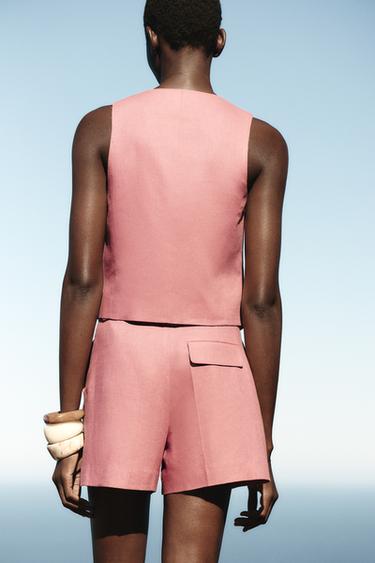 LINEN BLEND TAILORED WAISTCOAT - MARSALA by Zara - Image 2