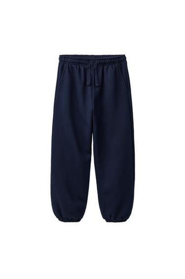 Zara PLUSH JOGGING PANTS - Navy blue