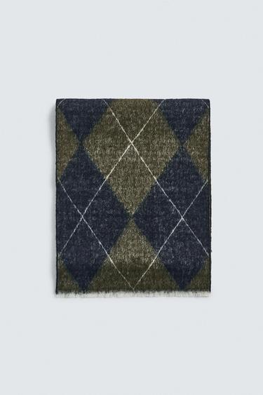 DIAMOND JACQUARD SCARF - Blue / Green by Zara