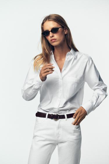 CHEMISE OXFORD À POCHE - Blanc de Zara