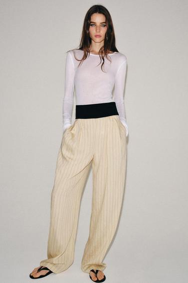Zara ZW COLLECTION STRIPED SASH TROUSERS - striped