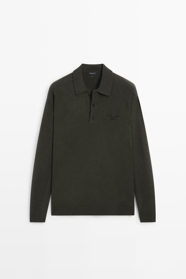 100% wool knit polo collar sweater — 843 1