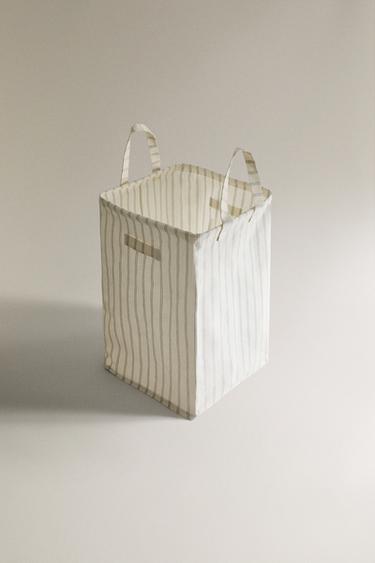 STRIPED LAUNDRY HAMPER - Sea green by Zara