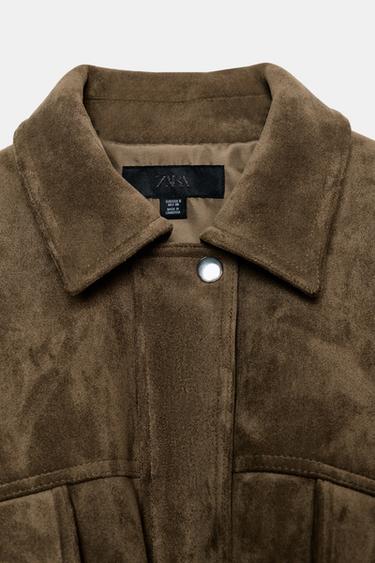BOMBER OVERSIZE EFFET DAIM À CAPUCHE - Kaki de Zara - Image 10