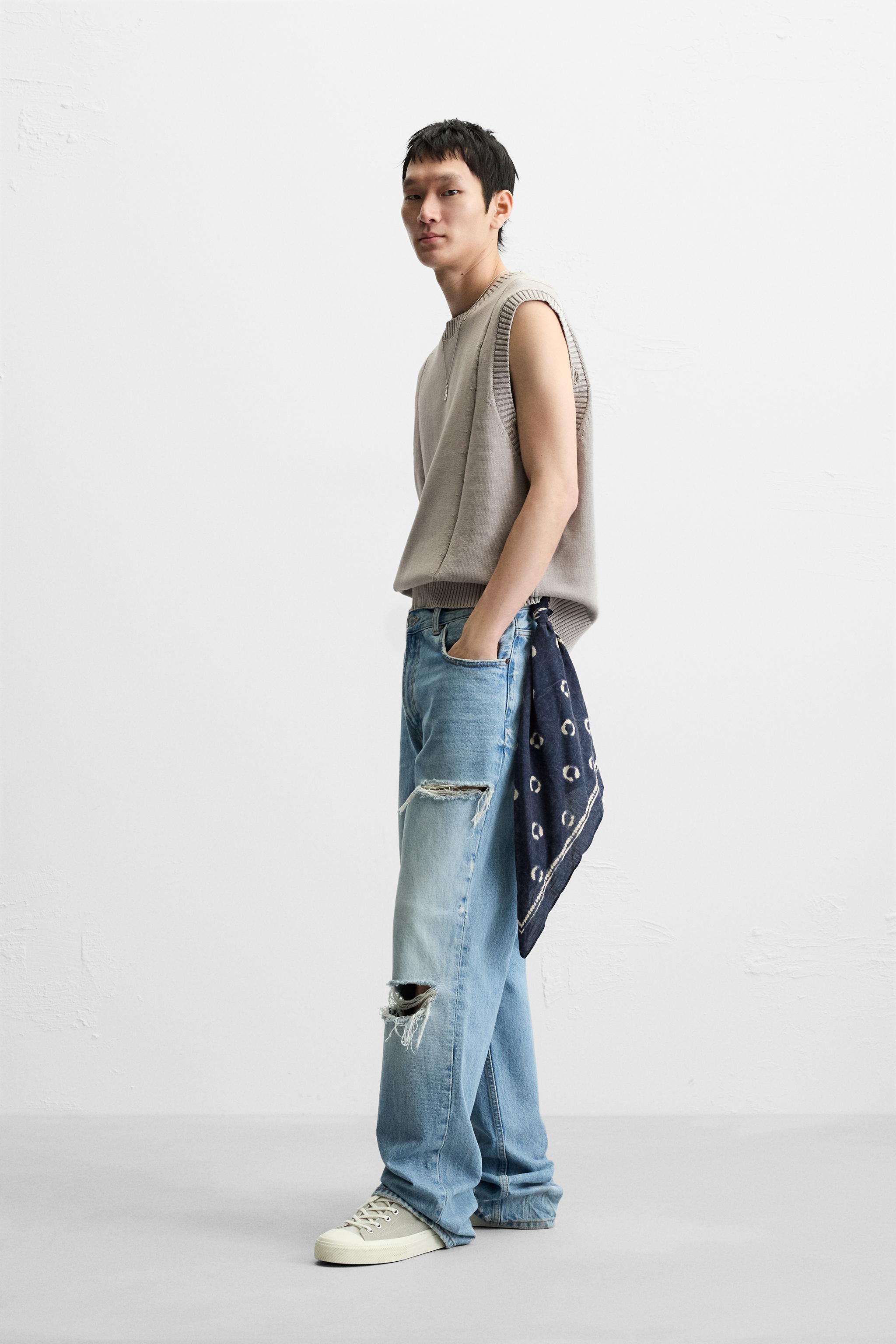 DISTRESSED KNIT VEST - Pearl gray | ZARA United States