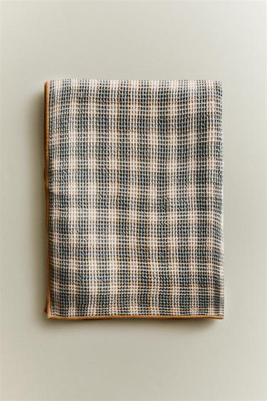 CHECK WAFFLE-KNIT THROW - Aquamarine by Zara - Image 5