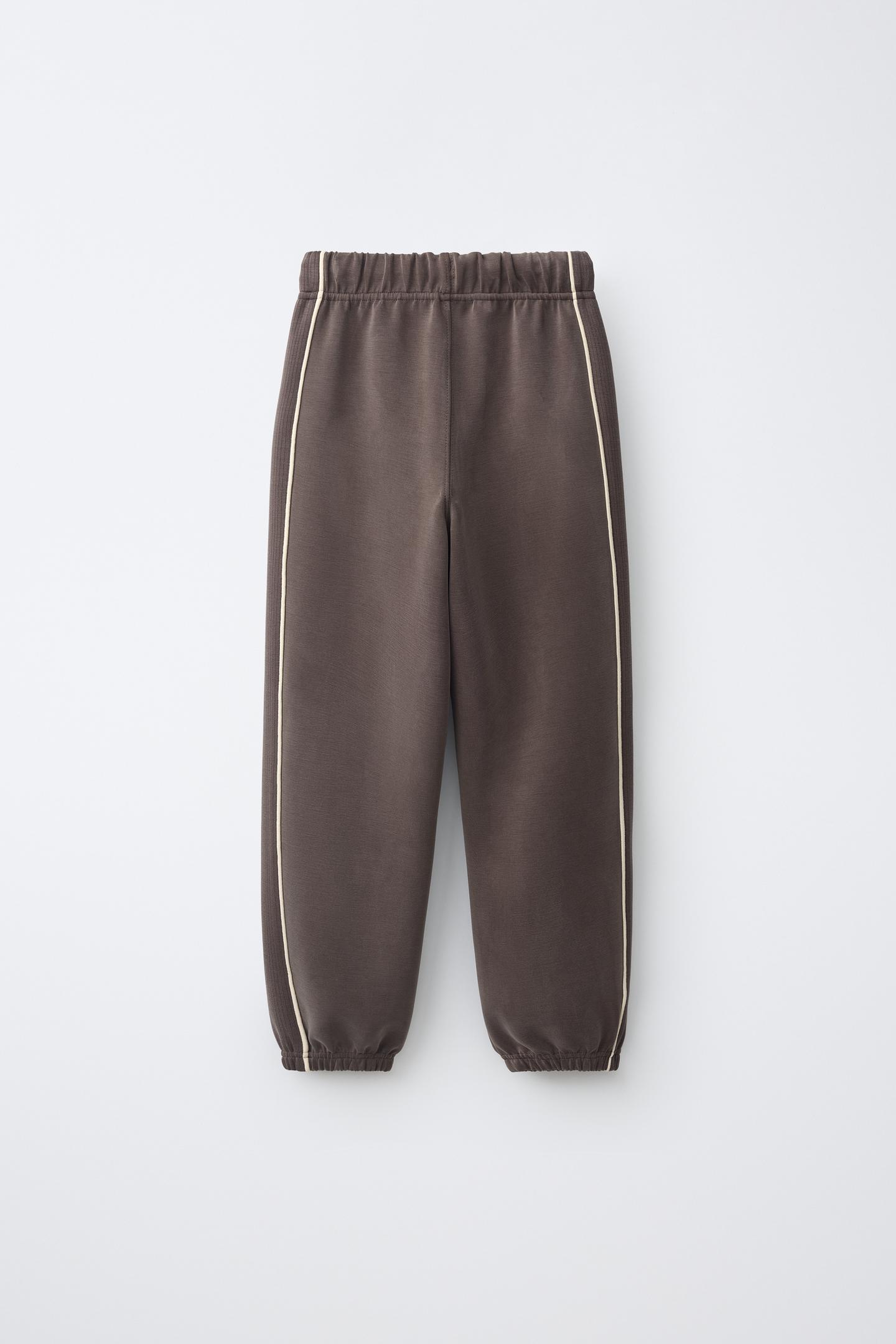Детские брюки Zara Sporty Contrast Piping Trousers, цвет: Тёмный коричневый — фото 3