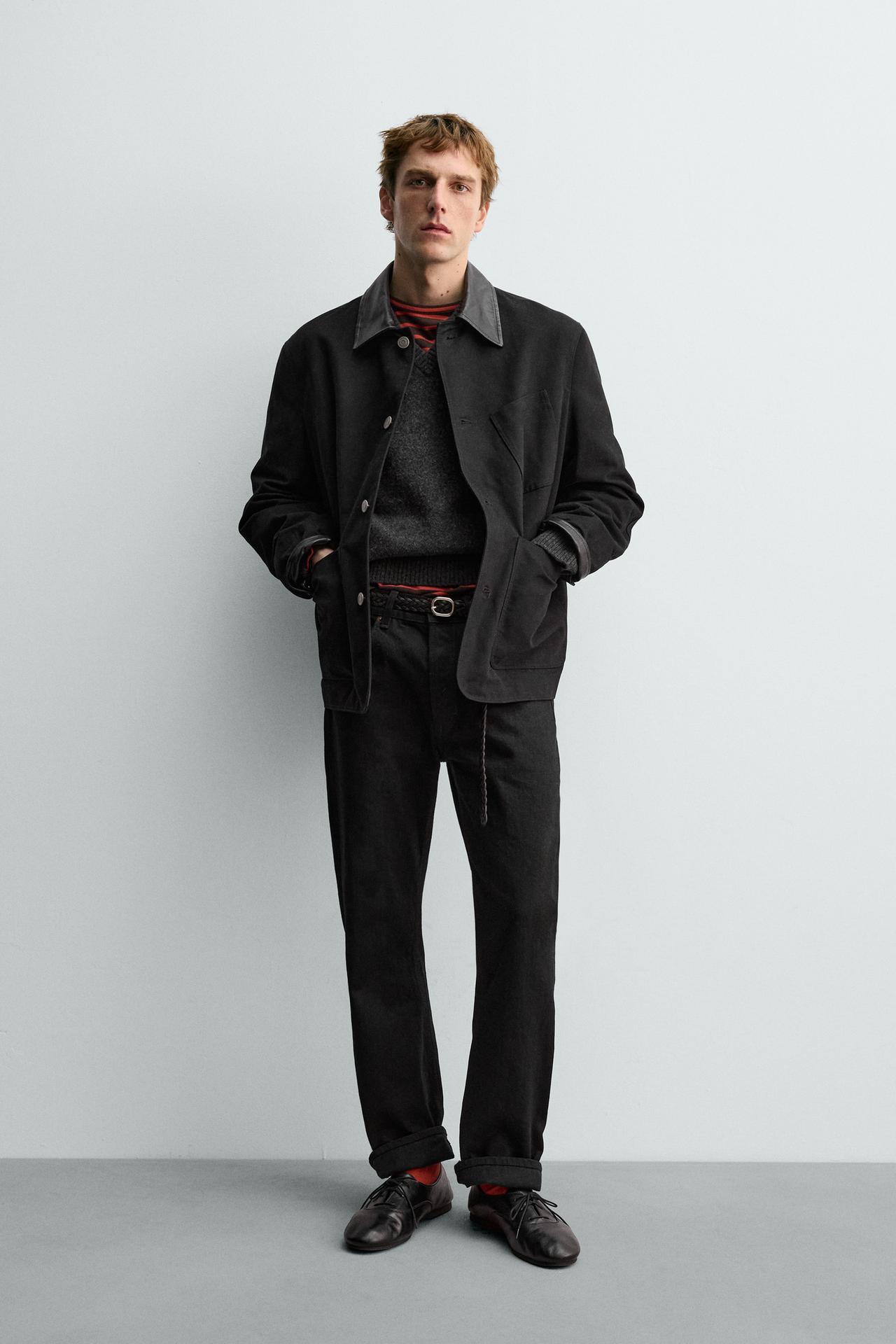 ZARA COMBINED LEATHER JACKET AARON LEVINE X ZARA