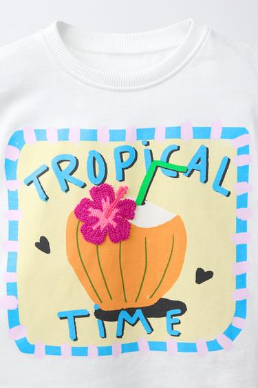 T-SHIRT À IMPRIMÉ TROPICAL - Blanc cassé de Zara - Image 2