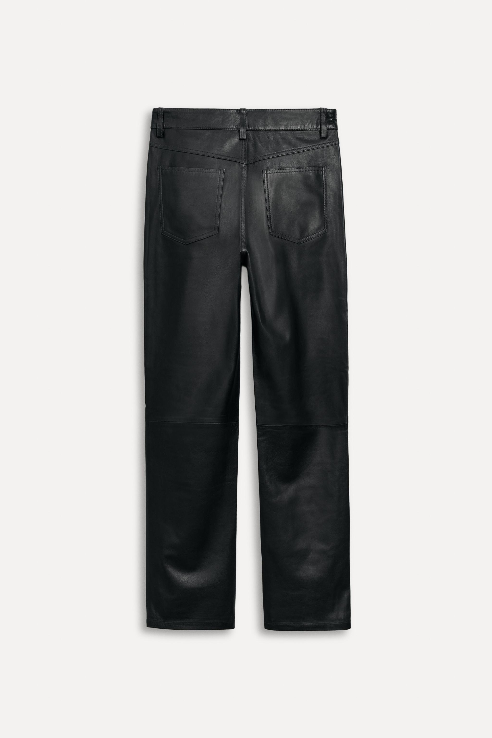 STRAIGHT LEATHER PANTS 50TH ANNIVERSARY - Dark anthracite