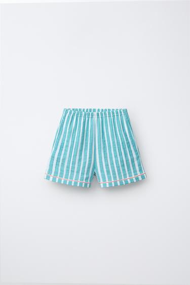 2-6 YEARS/ STRIPED PYJAMAS WITH EMBROIDERED FLOWERS - Blue/White by Zara - Image 3