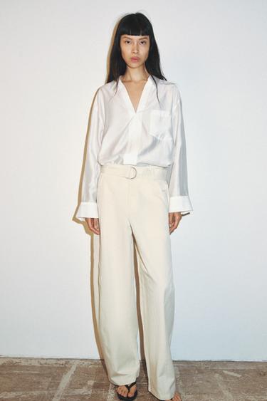 SATIN OVERSIZE SHIRT - White by Zara - Image 1
