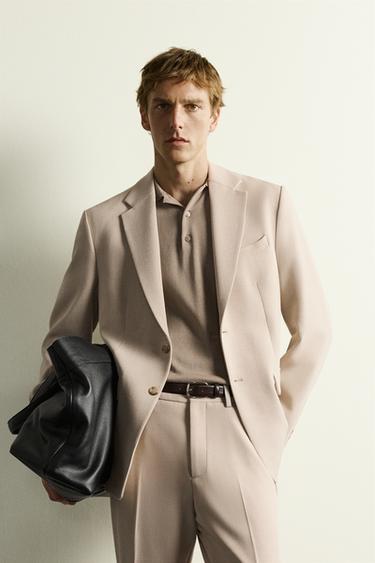 Zara SLIM FIT SUIT JACKET - Sand / Marl
