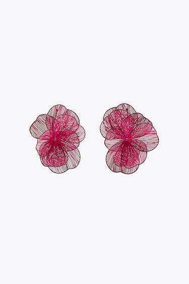 OHRRINGE BLUME FARBLICH ABGESETZTER RAND - Pink von Zara