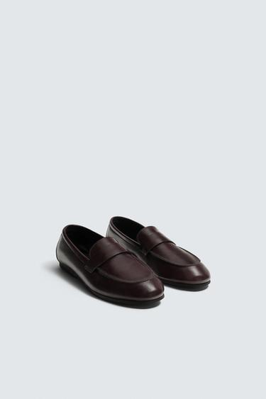 LEATHER PENNY LOAFERS WITH VIBRAM® SOLE AARON LEVINE X ZARA - Brown by Zara