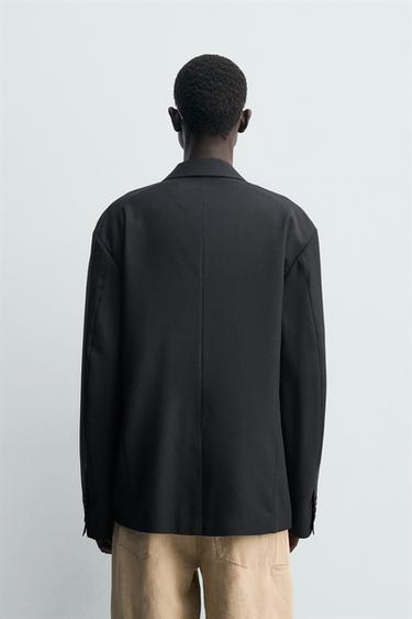 RELAXED FIT BLAZER WITH CONTRAST EMBROIDERY - Blue by Zara