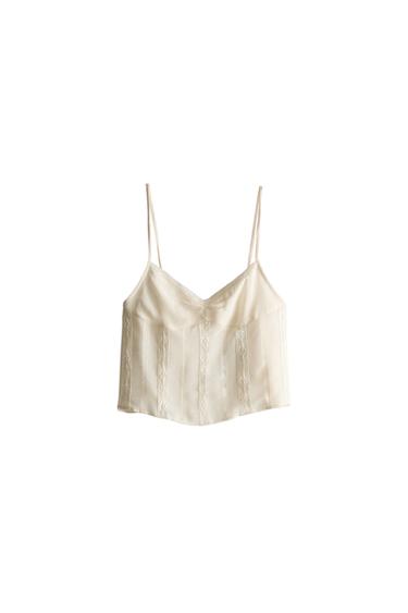 TOP DE ALGODÃO COM RENDA - Cru da Zara