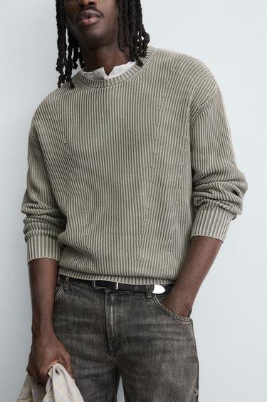 RIBBED WASHED SWEATER - Green by Zara - Image 4