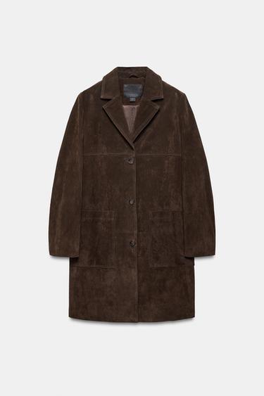 100% SUEDE LEATHER COAT ZW COLLECTION LIMITED EDITION - Dark brown by Zara