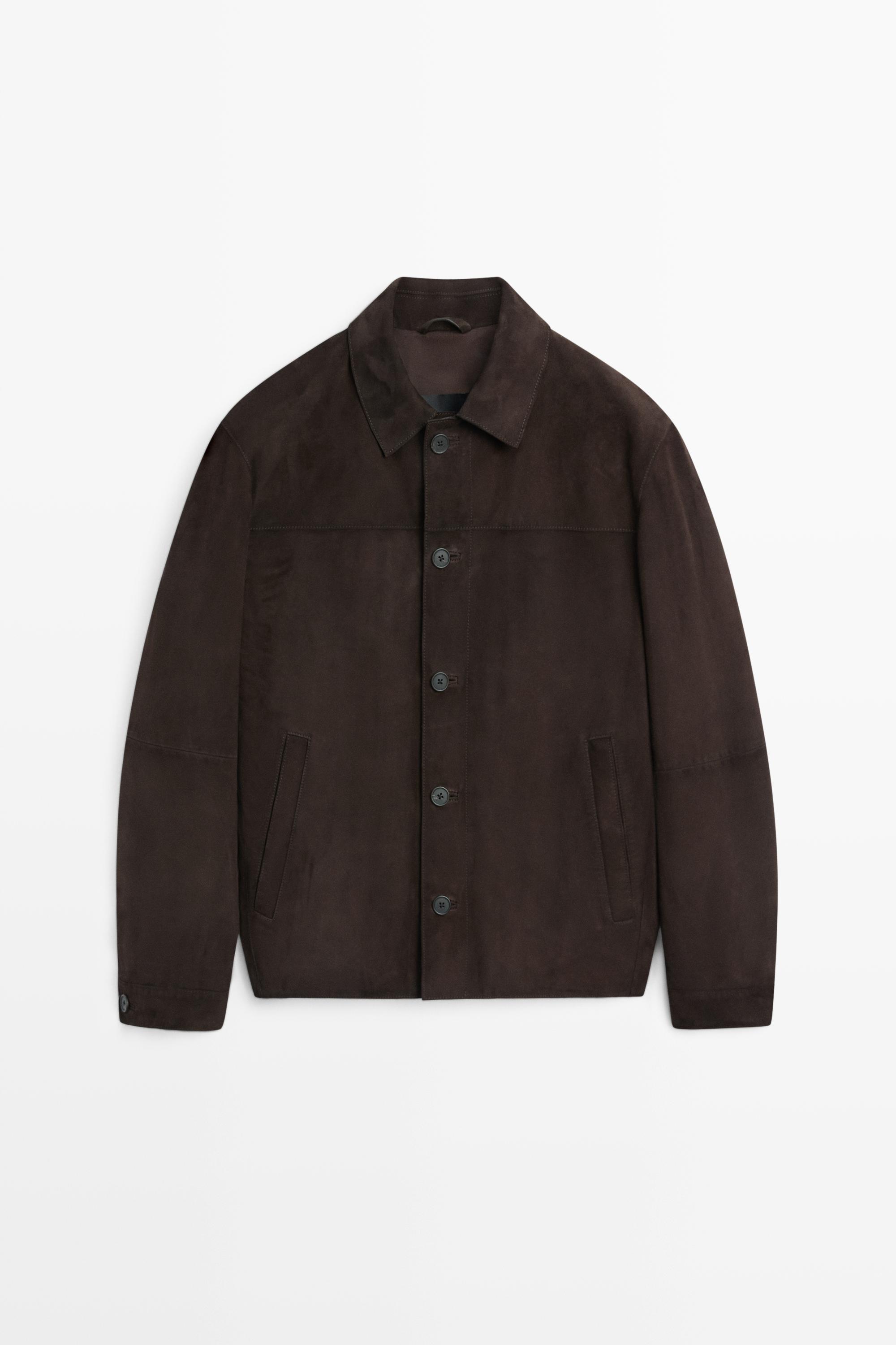 Suede leather pocket overshirt - Chocolate | ZARA United States