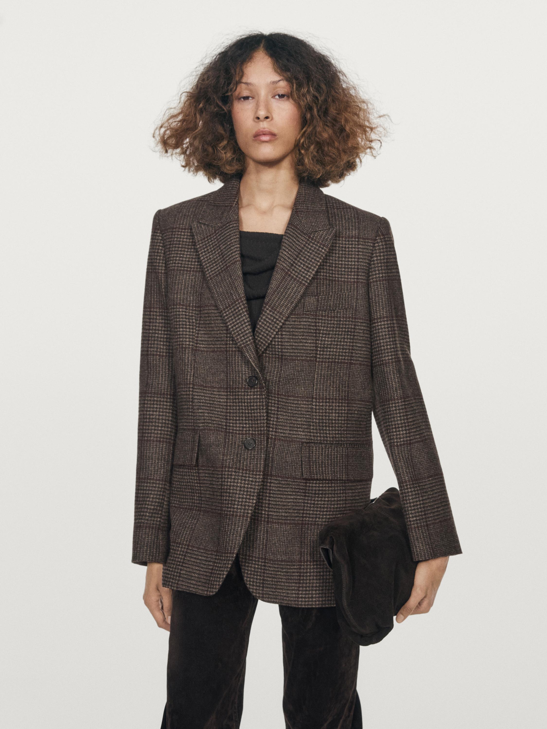 Check wool blend blazer