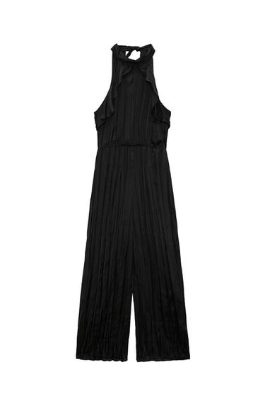 RUFFLED HALTER NECK JUMPSUIT