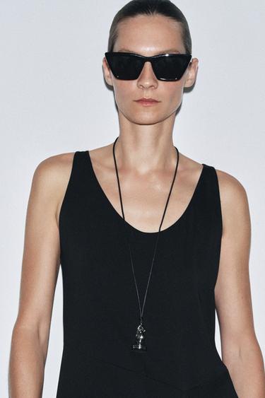 CHESS PIECE CORD NECKLACE - Silver by Zara - Image 0