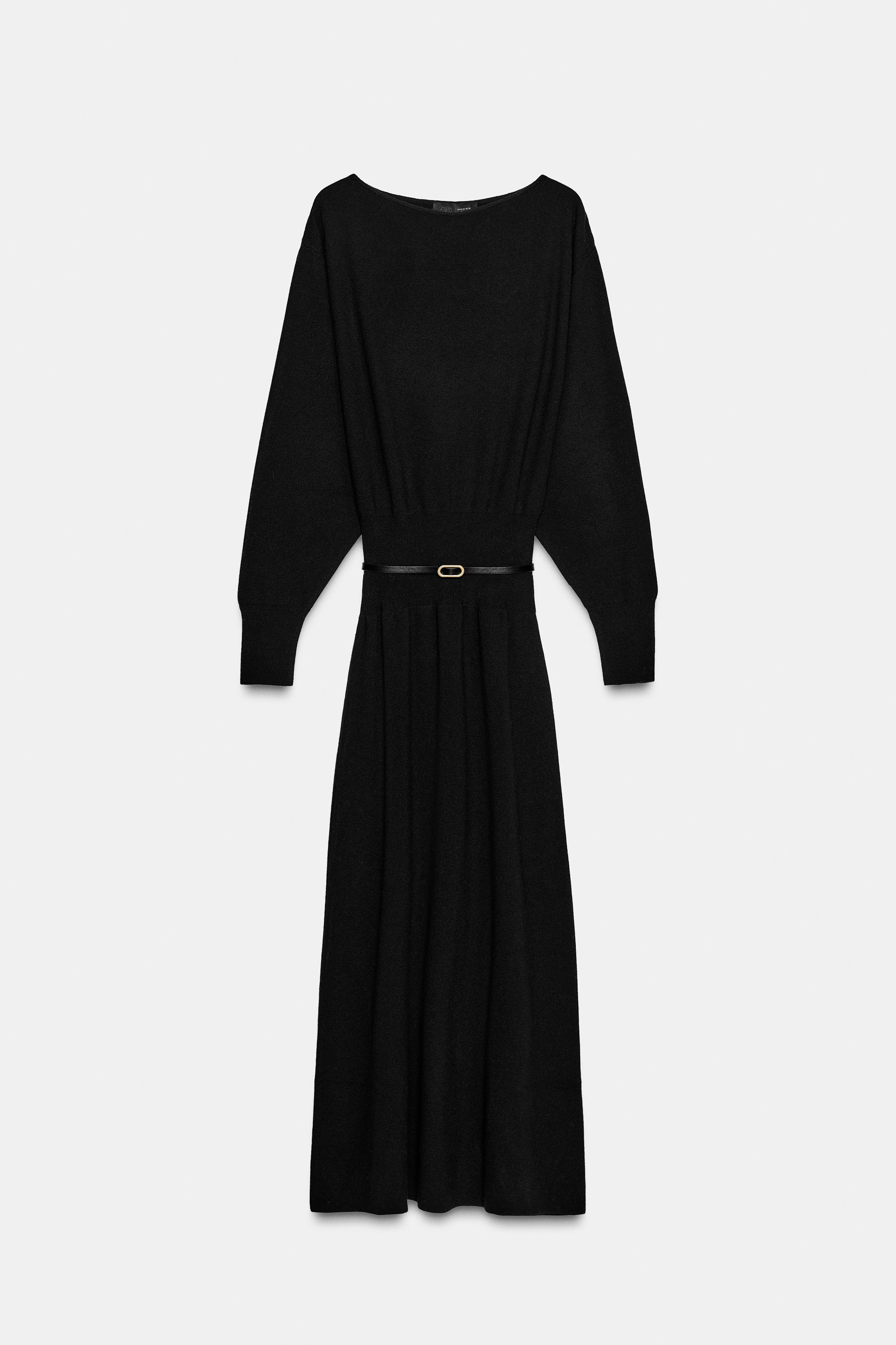 Zara - Belted Midi Dress - Black - M - Woman Zara - Belted Midi Dress - Black - M - Woman