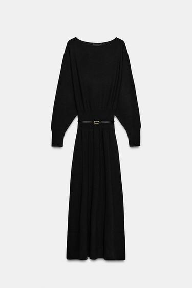 BELTED MIDI DRESS - Black by Zara