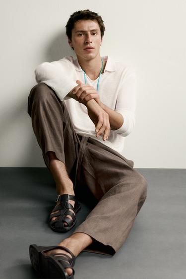 100% LINEN RELAXED FIT TROUSERS - Brown / Taupe by Zara