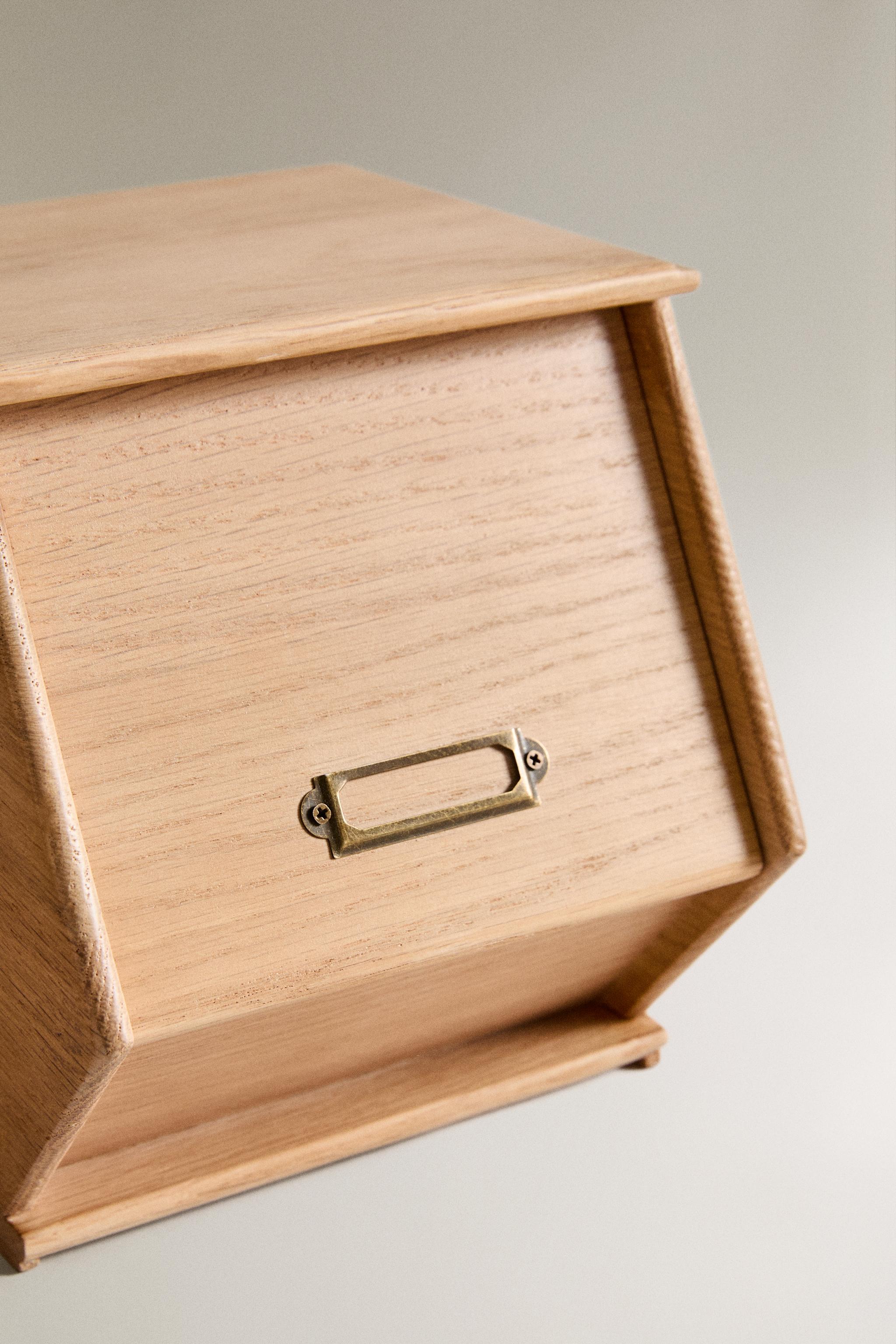 OAK WOOD BREAD BOX — Light brown
