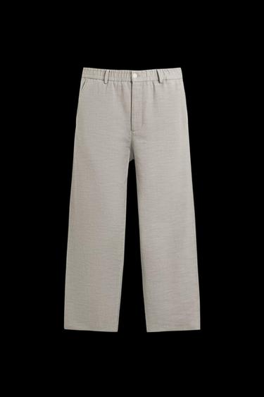 Zara TEXTURED REGULAR FIT PANTS - Mink - Image 0