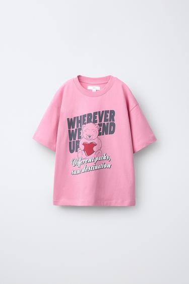 CAMISETA ESTAMPADA - Rosa da Zara
