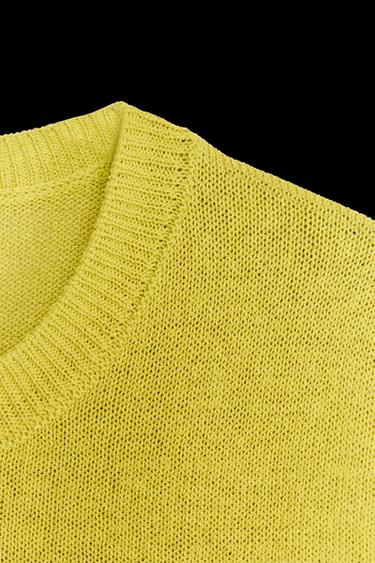 Zara BASIC RUSTIC KNIT TOP - Lime green