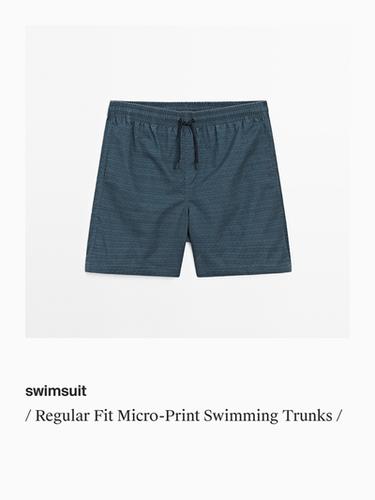 Zara Regular fit micro-print swimming trunks - Blue