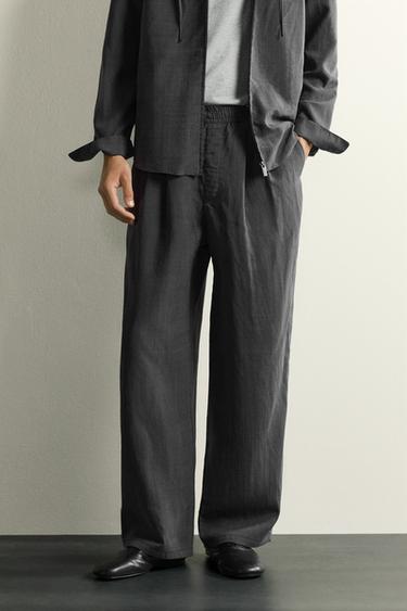 PANTALÓN FLUIDO RELAXED FIT RAYAS - Gris antracita de Zara