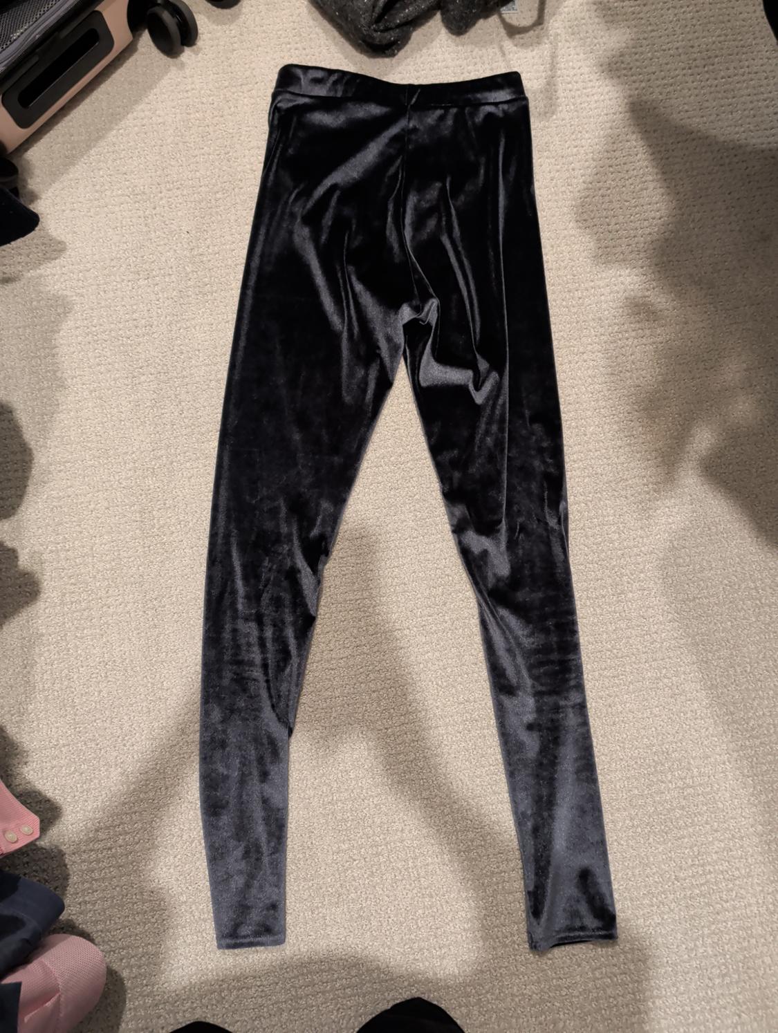 BLUE GRAY VELVET LEGGINGS - Image 2