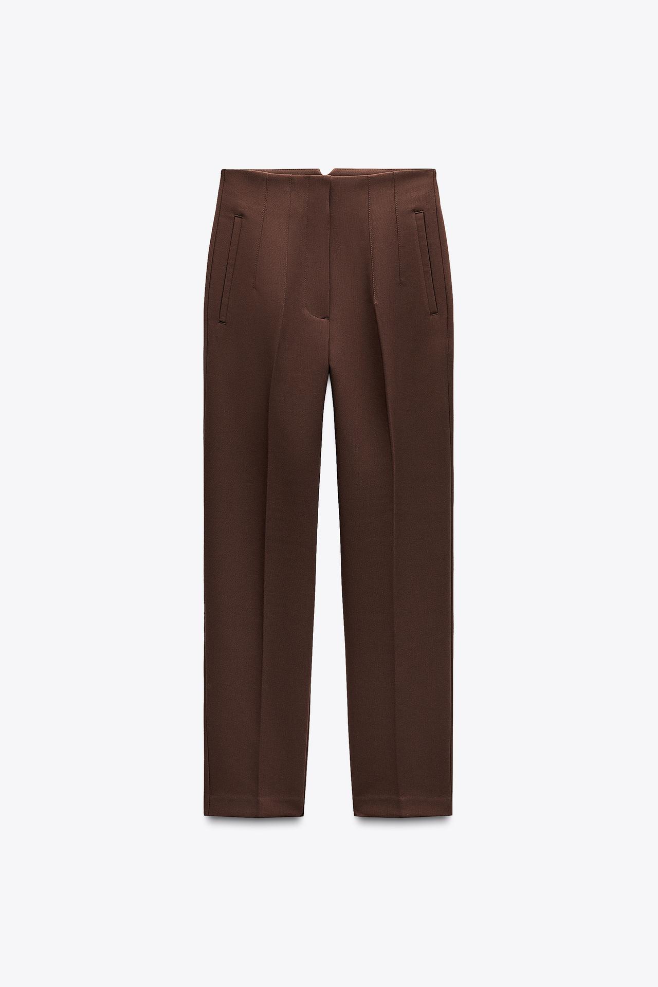 PANTALÓN TIRO ALTO - Marrón de Zara - Imagen 2