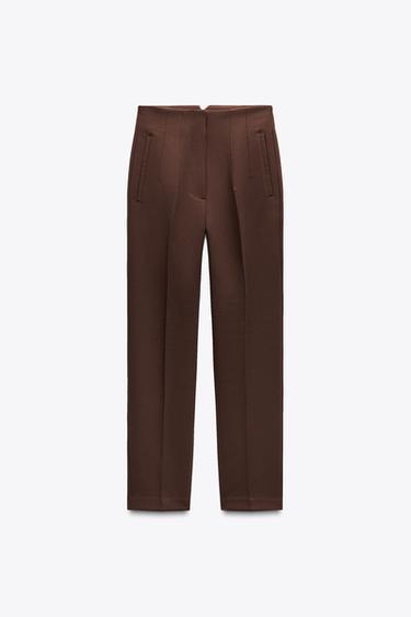 HIGH-WAIST TROUSERS - Brown by Zara